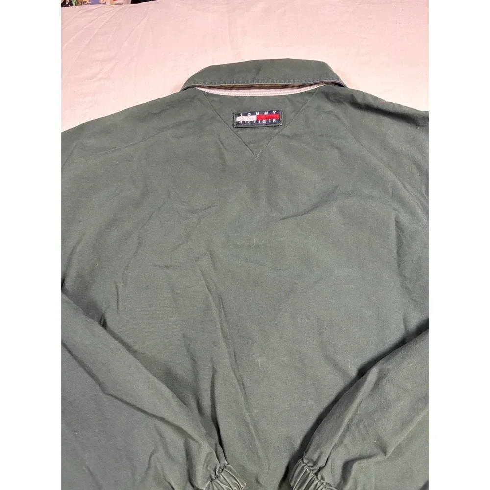 Vintage Tommy Hilfiger Jacket Mens XL Green 90s Zip Up Harrington Full Zip